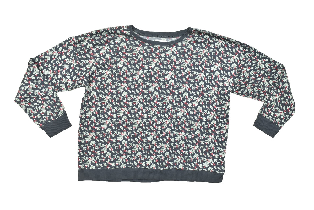Lauren Conrad LC Intimates XXL Blue Floral Berry Print Long Sleeve Pullover Swea